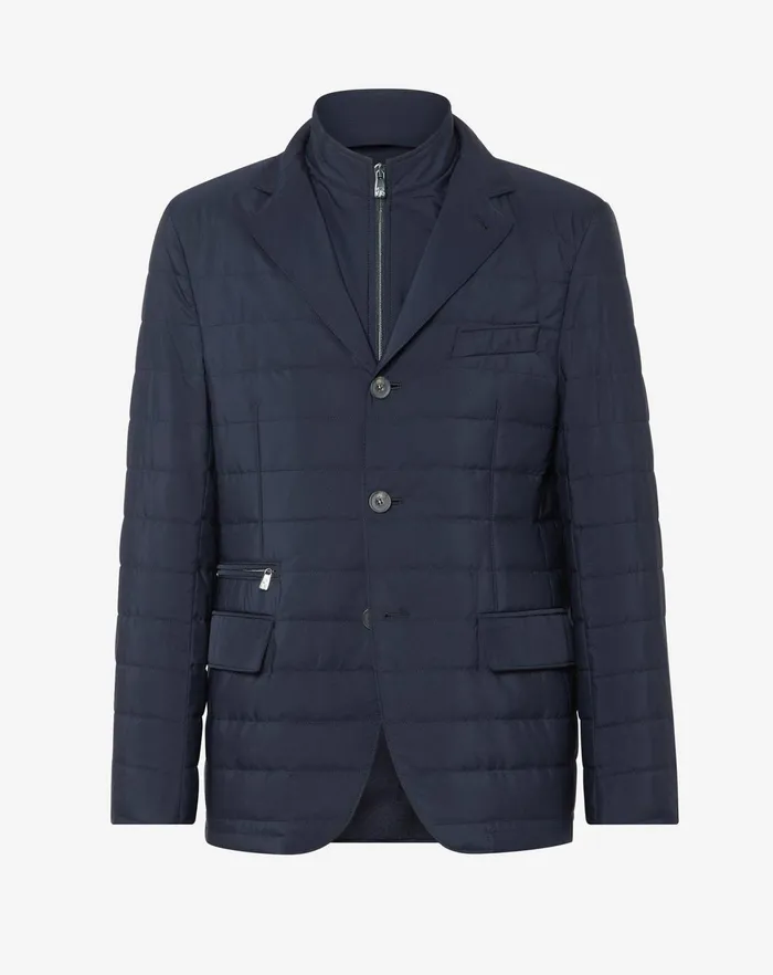 Corneliani Outerwear And Coats Navy Blue Tecno Poplin Quilted Jacket 8211 Men