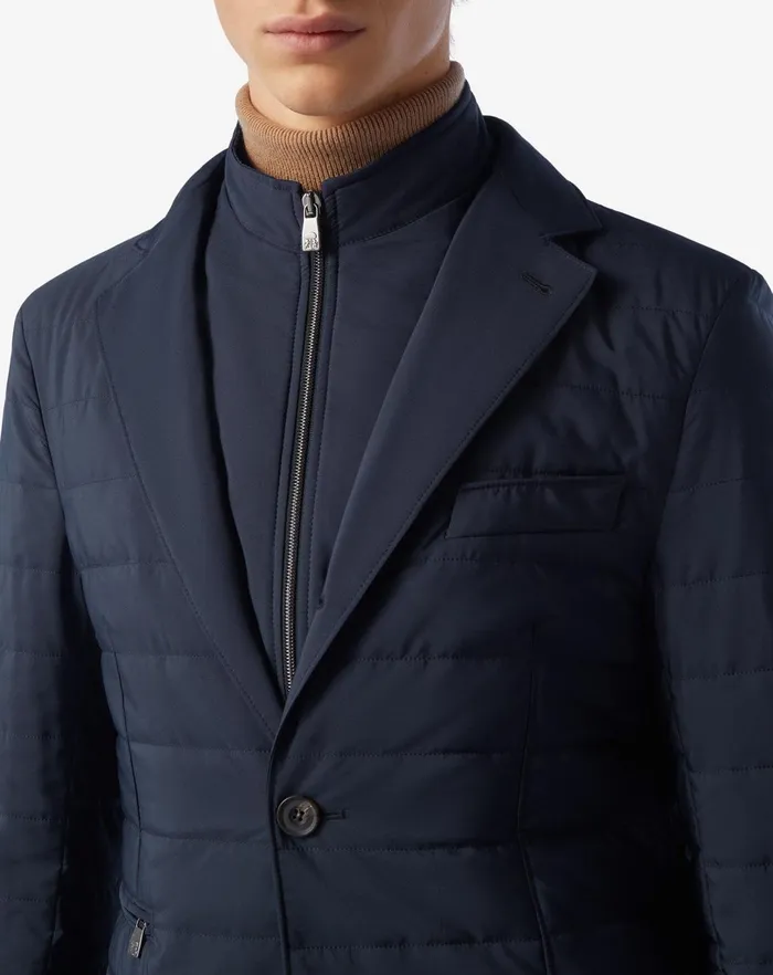 Corneliani Outerwear And Coats Navy Blue Tecno Poplin Quilted Jacket 8211 Men