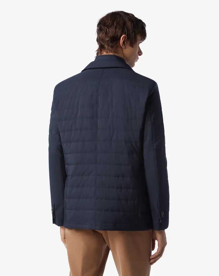 Corneliani Outerwear And Coats Navy Blue Tecno Poplin Quilted Jacket 8211 Men