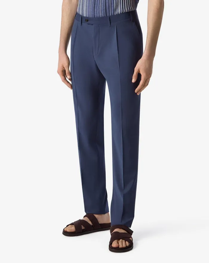 Corneliani Pants Blue 120039s Stretch Wool Trousers 8211 Men