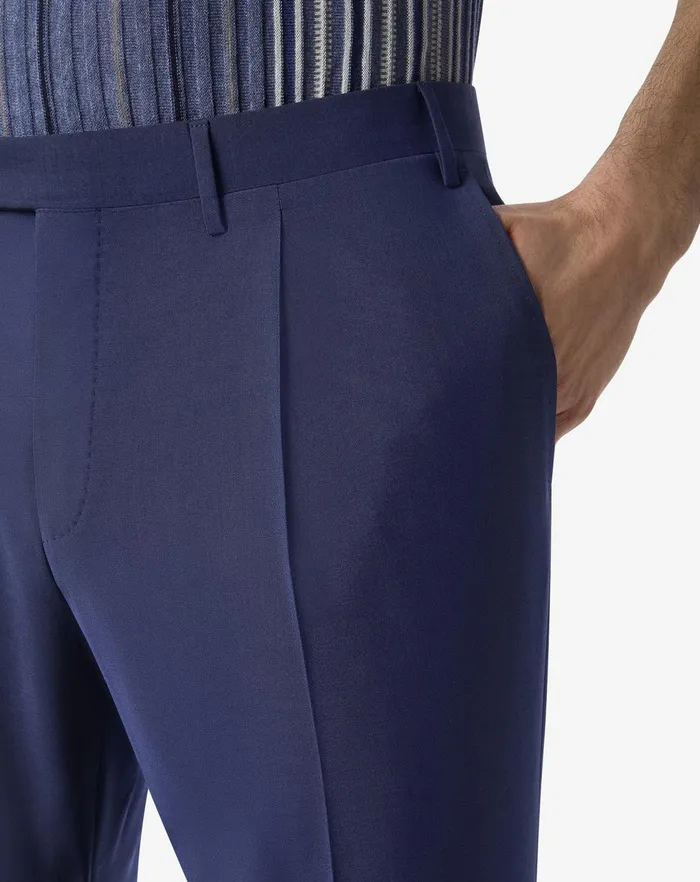 Corneliani Pants Blue 120039s Stretch Wool Trousers 8211 Men