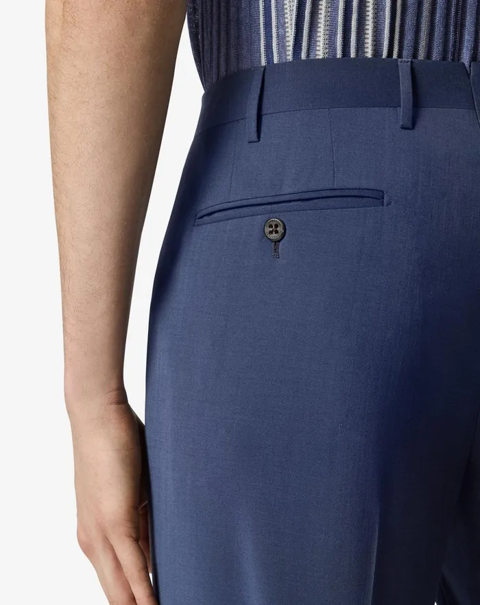 Corneliani Pants Blue 120039s Stretch Wool Trousers 8211 Men