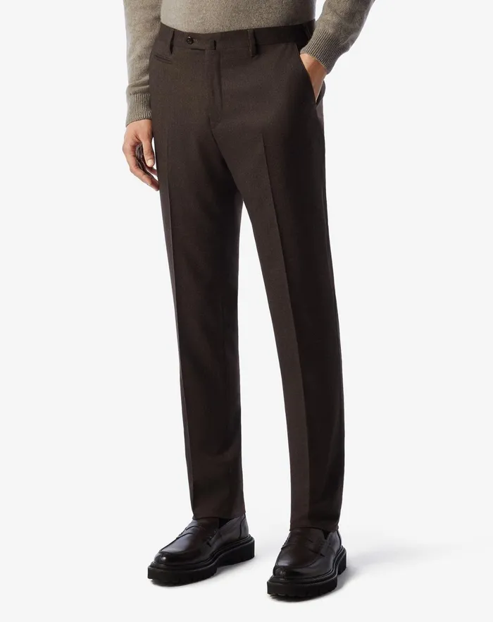 Corneliani Pants Brown Jasp Wool Flannel Trousers 8211 Men