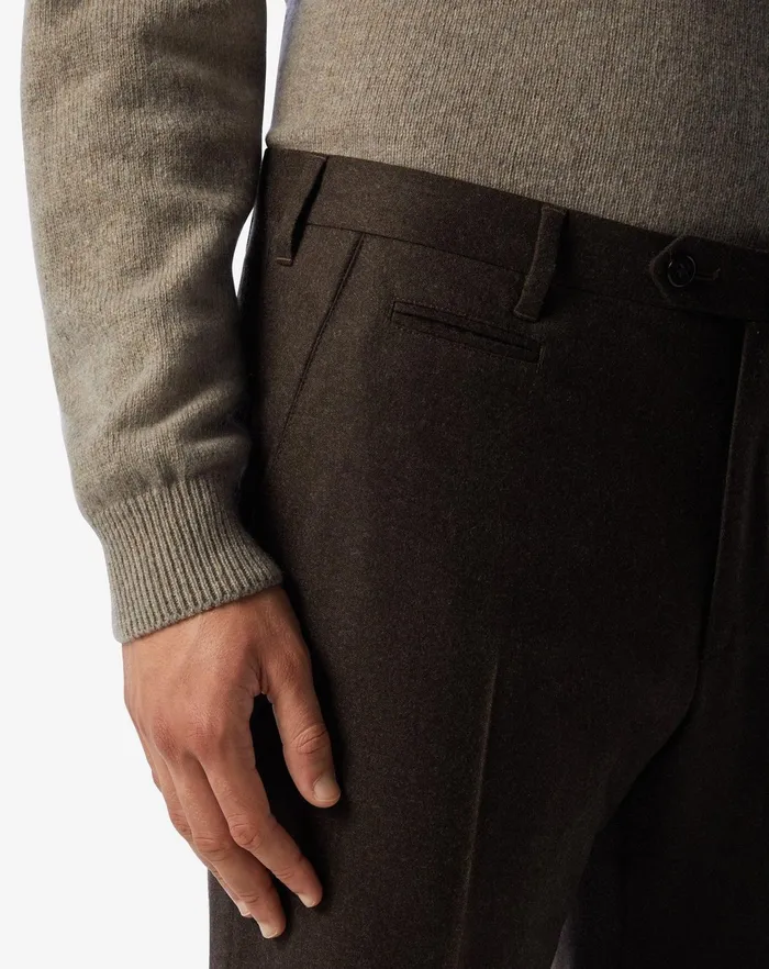Corneliani Pants Brown Jasp Wool Flannel Trousers 8211 Men