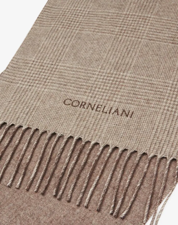Corneliani Scarves And Hats Beige Silk And Jacquard Cashmere Scarf For Men 8211 Men
