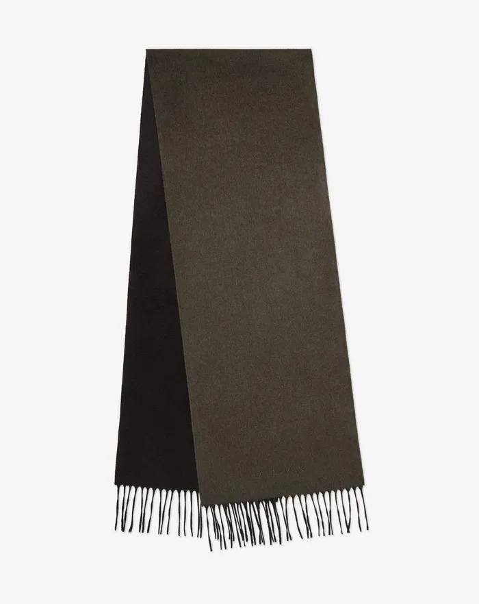 Corneliani Scarves And Hats Forest Greenblack Silk And Cashmere Scarf For Men 8211 Men