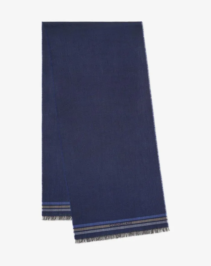 Corneliani Scarves And Hats Navy Blue Pure Wool Scarf For Men 8211 Men