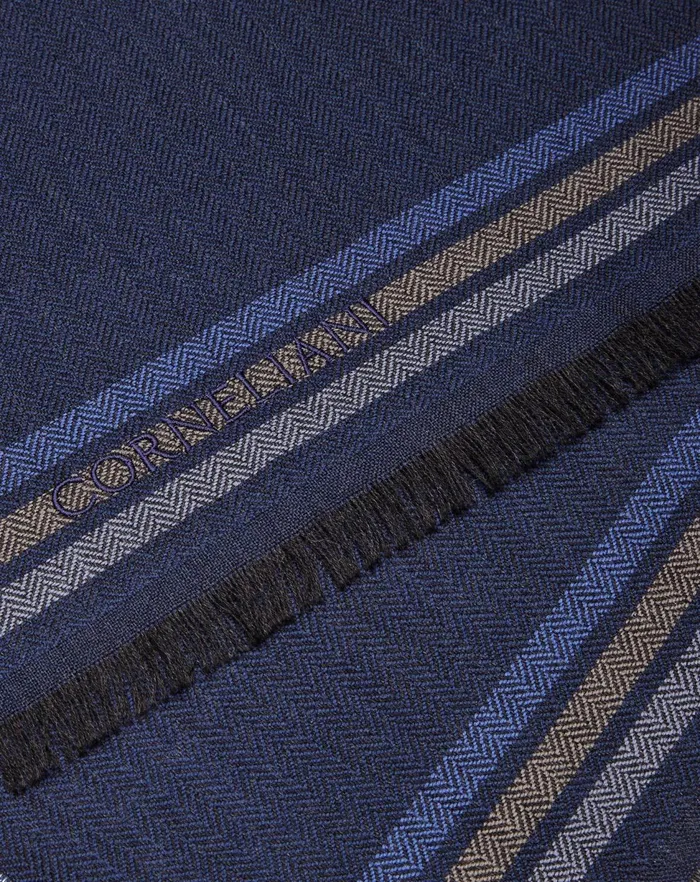 Corneliani Scarves And Hats Navy Blue Pure Wool Scarf For Men 8211 Men