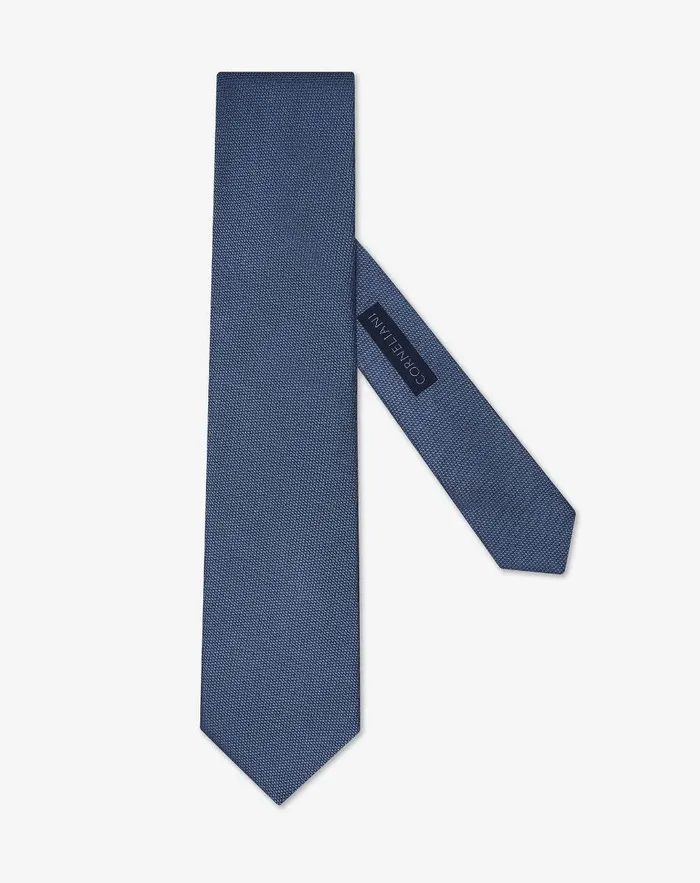 Corneliani Ties And Pochette Light Blue Silk Tie With Jacquard Micro Pattern 8211 Men