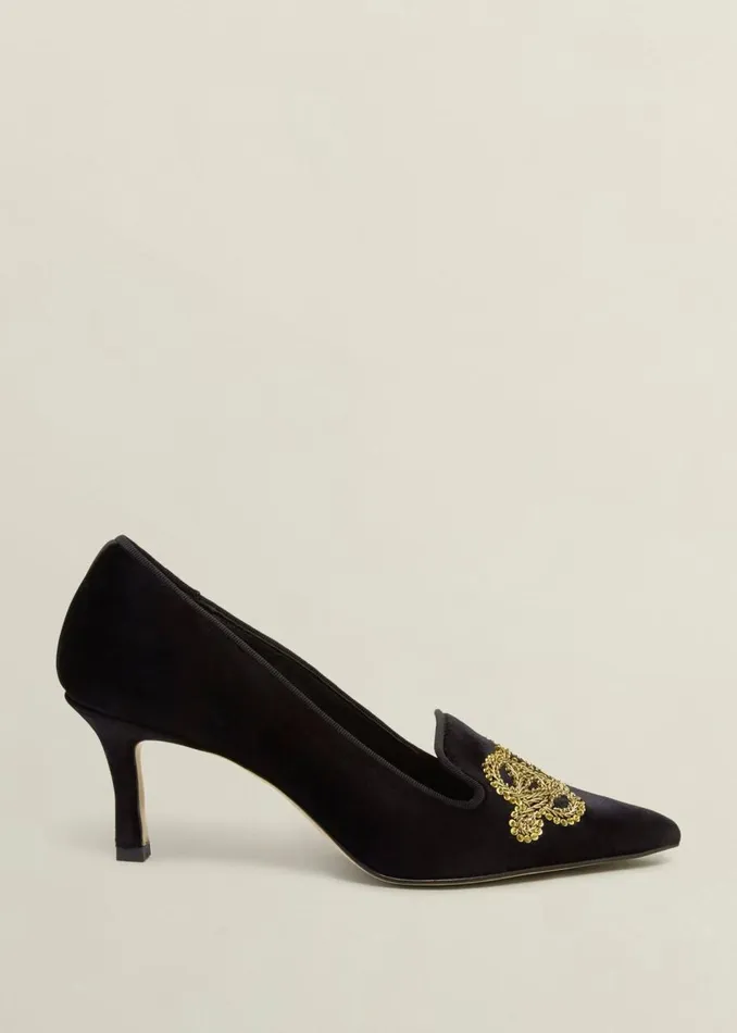 Court Shoes Women HOBBS Keston Embellished Velvet Courts Black