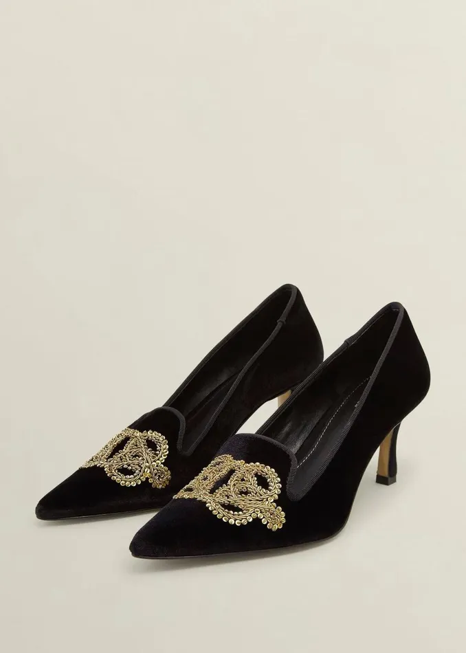 Court Shoes Women HOBBS Keston Embellished Velvet Courts Black