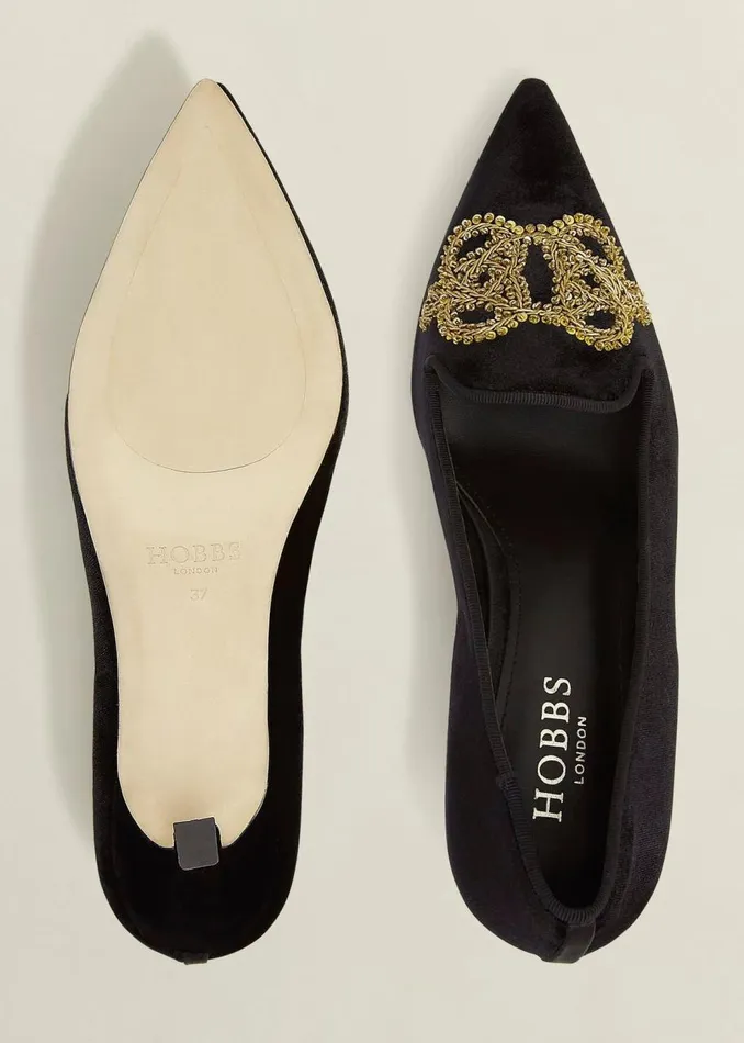 Court Shoes Women HOBBS Keston Embellished Velvet Courts Black