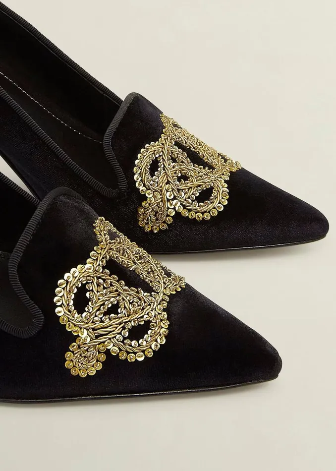 Court Shoes Women HOBBS Keston Embellished Velvet Courts Black