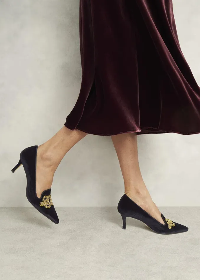 Court Shoes Women HOBBS Keston Embellished Velvet Courts Black