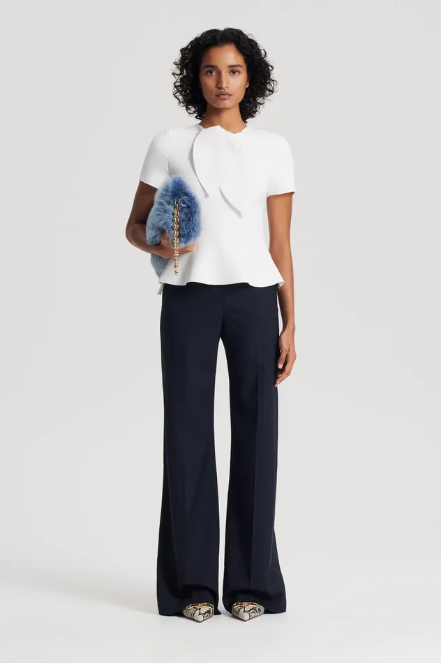 CREPE KNIT CRAVAT TOP CREAM Women Tops Scanlan Theodore