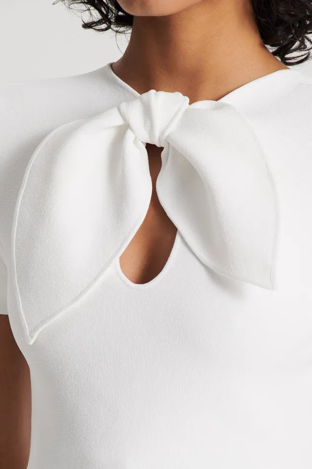 CREPE KNIT CRAVAT TOP CREAM Women Tops Scanlan Theodore CREPE KNIT CRAVAT TOP CREAM Women Tops Scanlan Theodore
