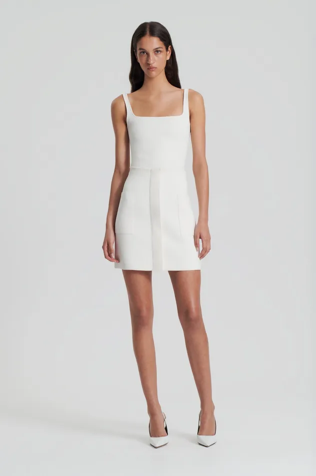 CREPE KNIT POCKET MINI SKIRT CREAM Women Skirts Scanlan Theodore