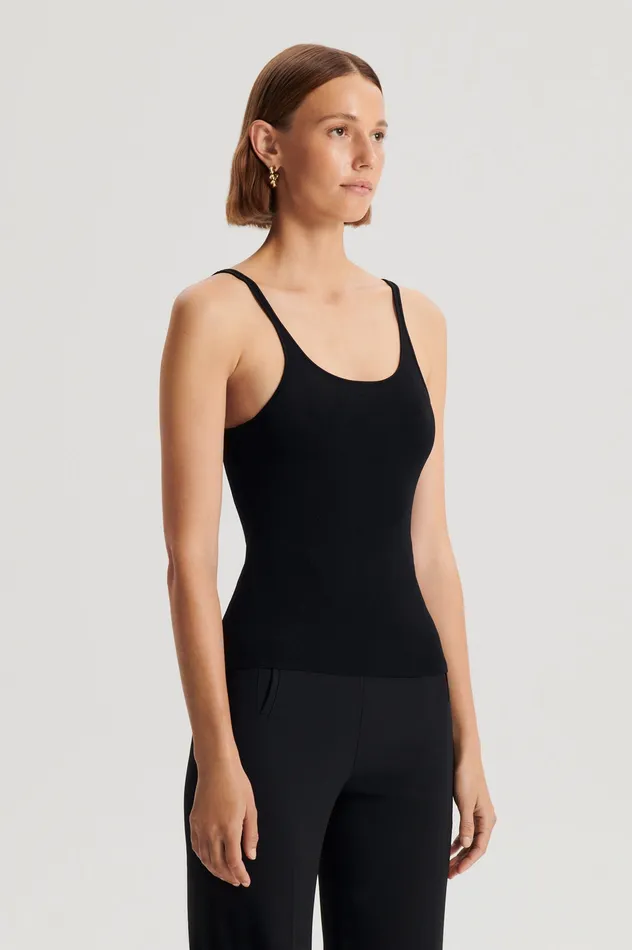 CREPE KNIT RIB SINGLET BLACK Women Tops Scanlan Theodore CREPE KNIT RIB SINGLET BLACK Women Tops Scanlan Theodore