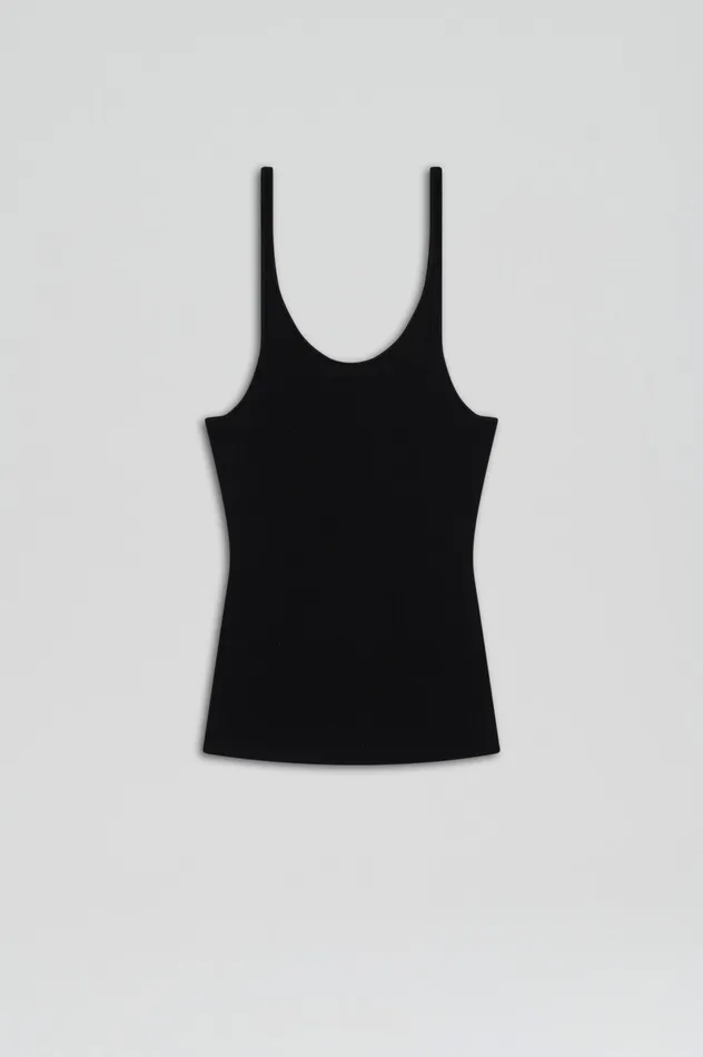 CREPE KNIT RIB SINGLET BLACK Women Tops Scanlan Theodore CREPE KNIT RIB SINGLET BLACK Women Tops Scanlan Theodore