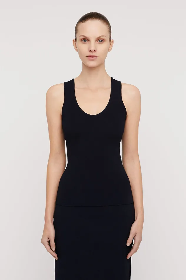 CREPE KNIT SINGLET NAVY Women Tops Scanlan Theodore