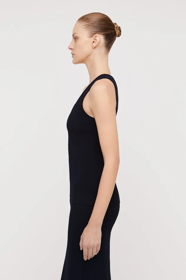 CREPE KNIT SINGLET NAVY Women Tops Scanlan Theodore