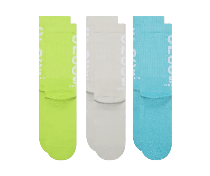 CrocsSocks Logo Crew 3Pack Limeade Multi MenWomen Crocs Socks