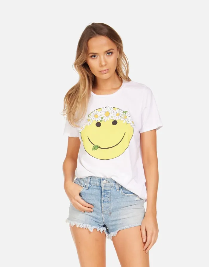 Croft Happy Daisy Peace White Women039s Lauren Moshi Short Sleeve