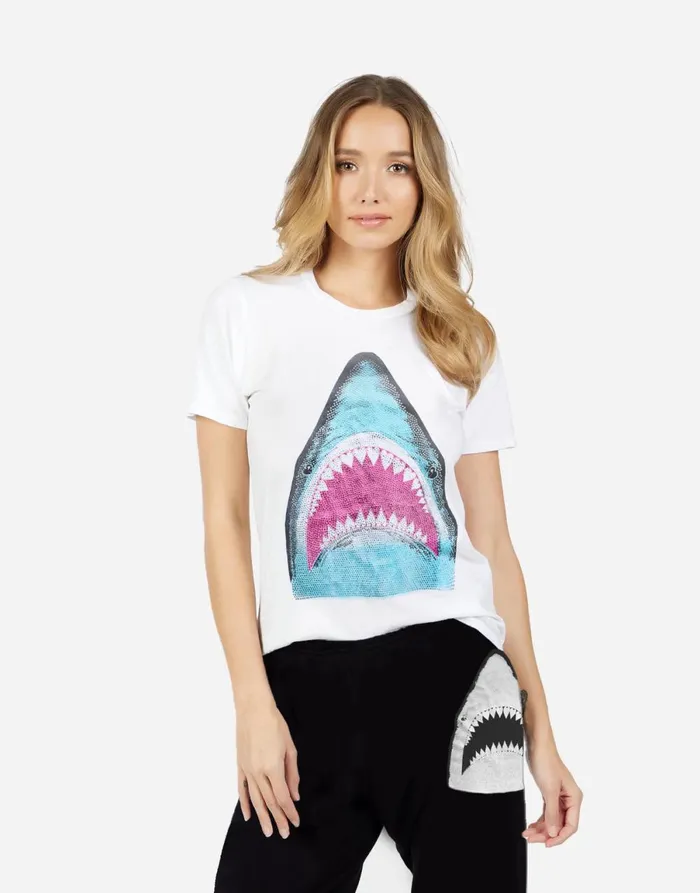 Croft X Crystal Shark White Women039s Lauren Moshi Short Sleeve