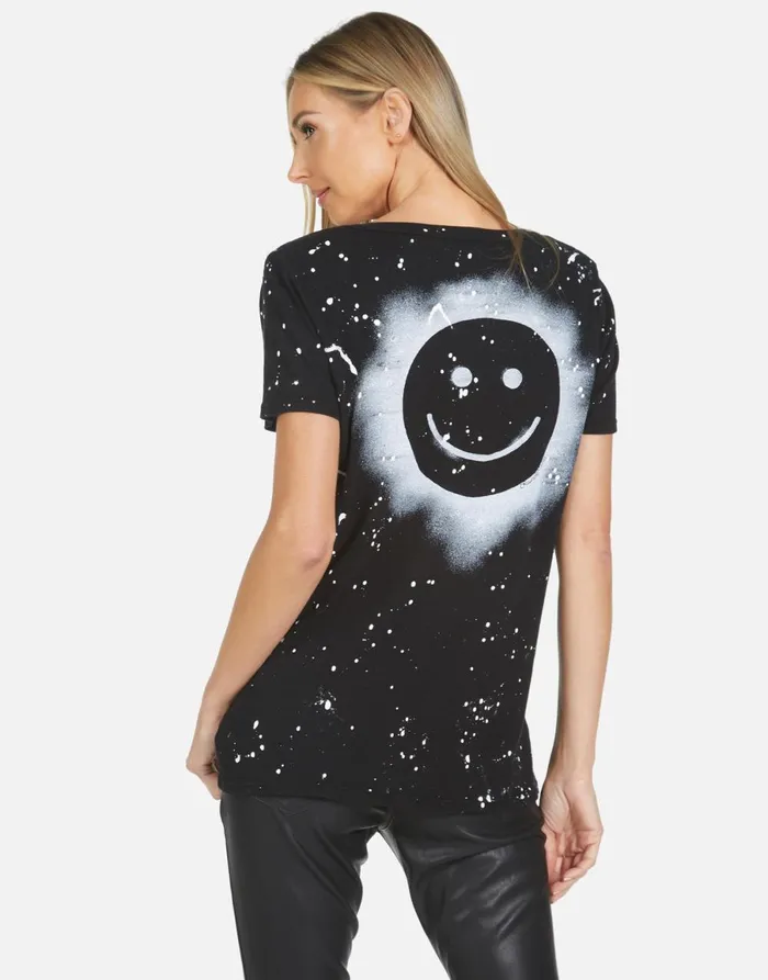 Cruz Airbrush Happy Blackwhite Splatter Women039s Lauren Moshi Short Sleeve