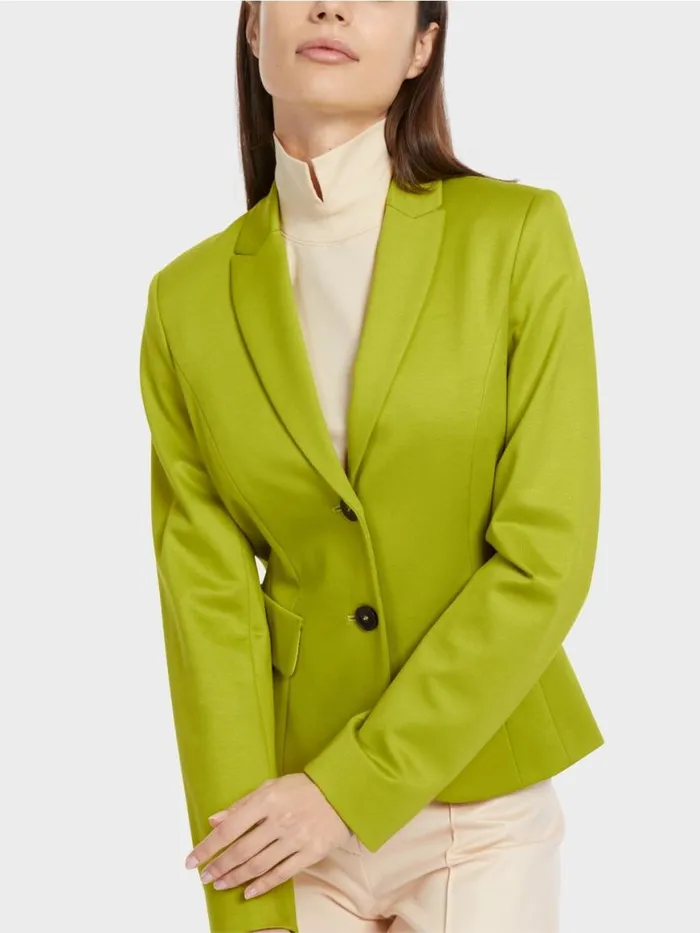 Damen Marc Cain Blazer Taillierter Blazer Mit Schmalem Revers Bright Olive Green