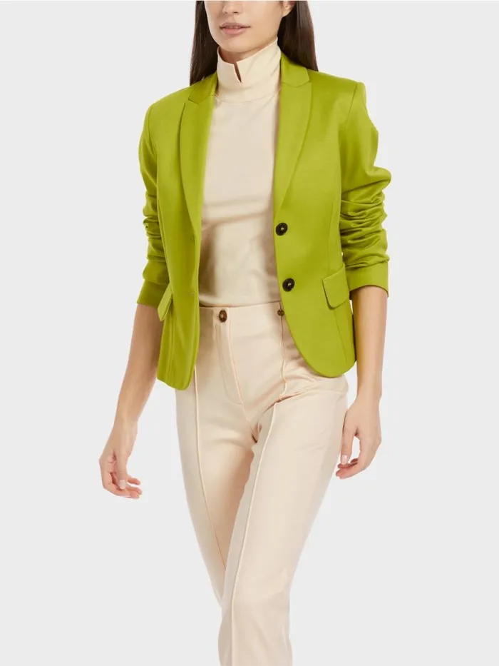 Damen Marc Cain Blazer Taillierter Blazer Mit Schmalem Revers Bright Olive Green