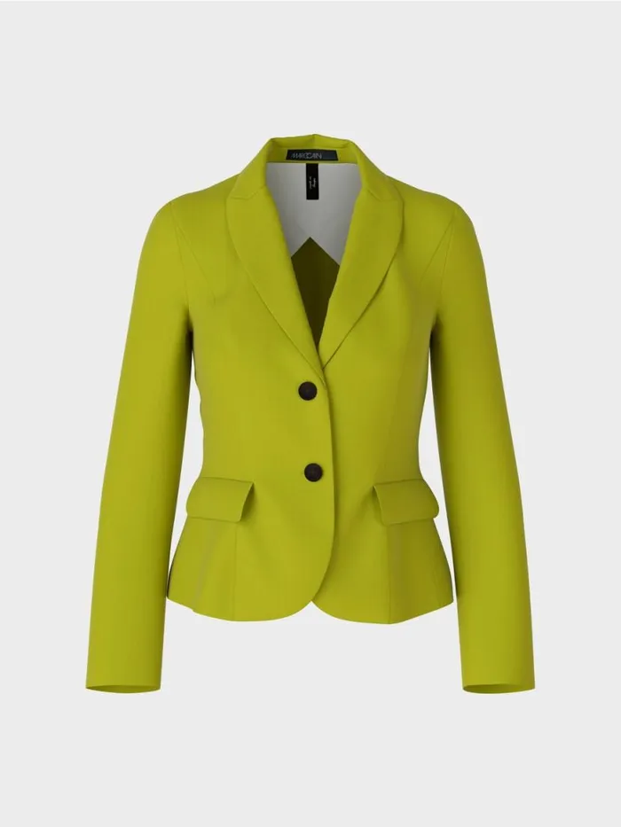 Damen Marc Cain Blazer Taillierter Blazer Mit Schmalem Revers Bright Olive Green