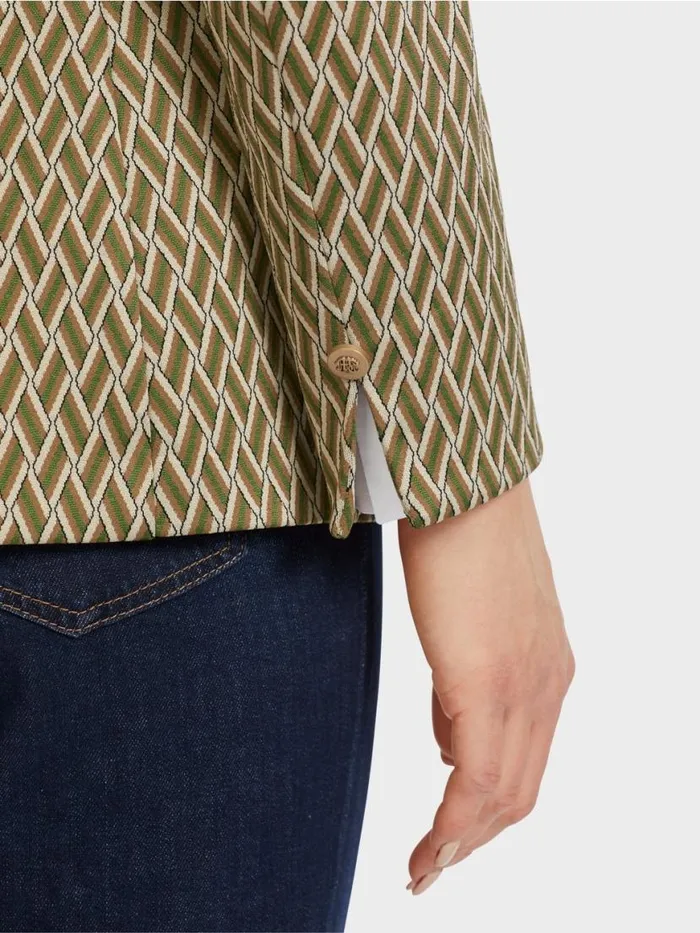 Damen Marc Cain Blazer Zweireihiger Blazer Mit Webdessin Orient Green