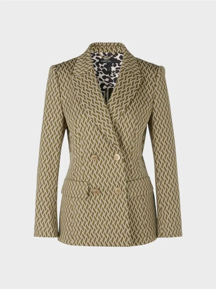 Damen Marc Cain Blazer Zweireihiger Blazer Mit Webdessin Orient Green