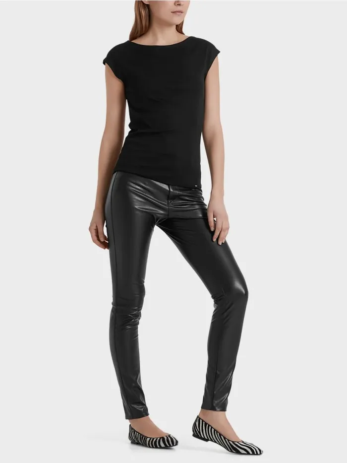 Damen Marc Cain Jeans Rhrenhose Aus Kunstleder Black