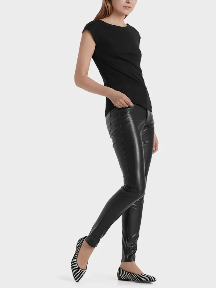 Damen Marc Cain Jeans Rhrenhose Aus Kunstleder Black