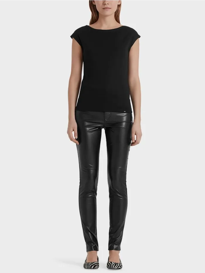 Damen Marc Cain Jeans Rhrenhose Aus Kunstleder Black