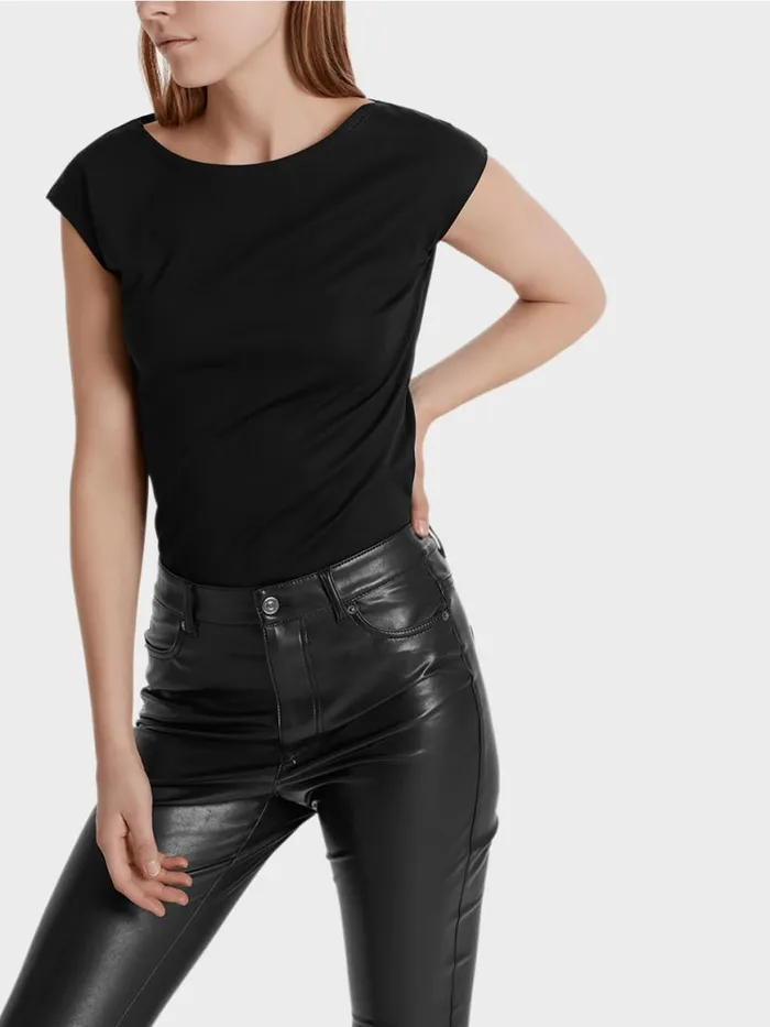 Damen Marc Cain Jeans Rhrenhose Aus Kunstleder Black