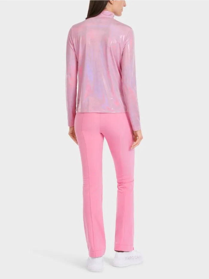 Damen Marc Cain Shirts and Tops Elegant Glnzendes Longsleeve Bright Orchid