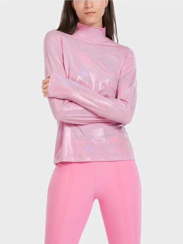 Damen Marc Cain Shirts and Tops Elegant Glnzendes Longsleeve Bright Orchid