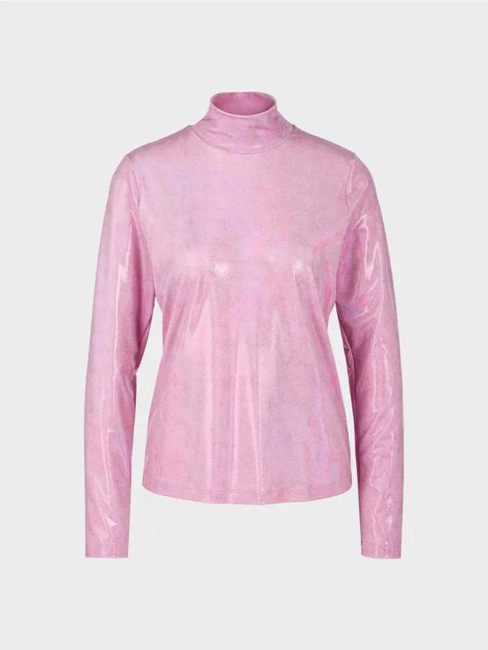 Damen Marc Cain Shirts and Tops Elegant Glnzendes Longsleeve Bright Orchid