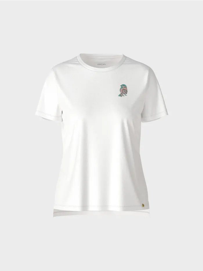 Damen Marc Cain Shirts and Tops TShirt Mit VogelApplikation White
