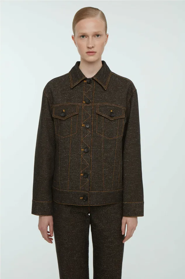 Denim Freesia Jacket in Black and Brown Denim Emilia Wickstead Women