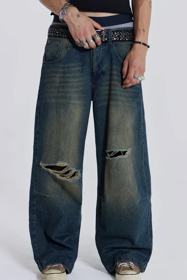Denim Shop Washed Blue Busted Colossus Jeans Jaded London Men