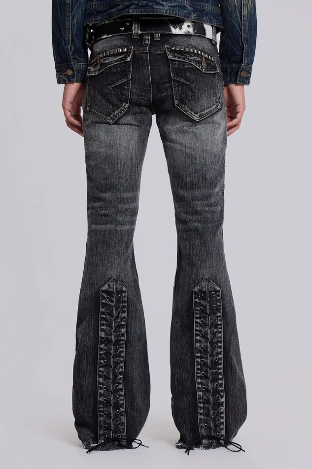 Denim Washed Black Laced Bootcut Jeans 8211 Jaded London Men