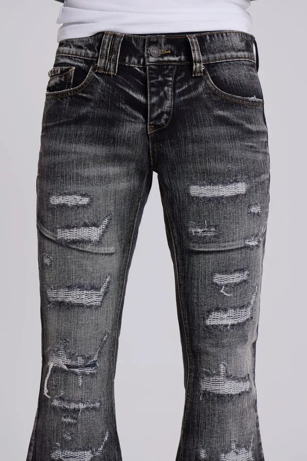 Denim Washed Black Laced Bootcut Jeans 8211 Jaded London Men