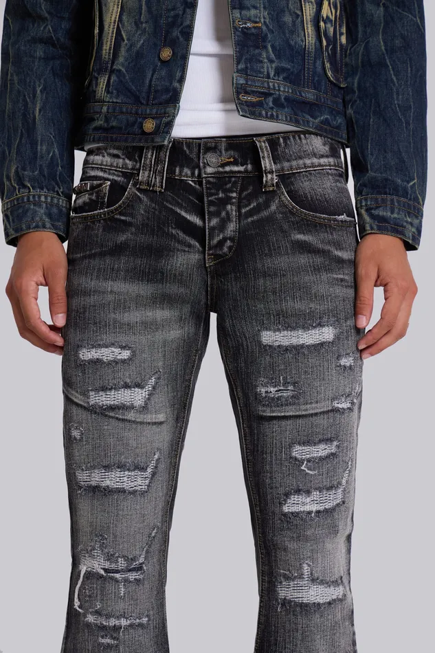 Denim Washed Black Laced Bootcut Jeans 8211 Jaded London Men
