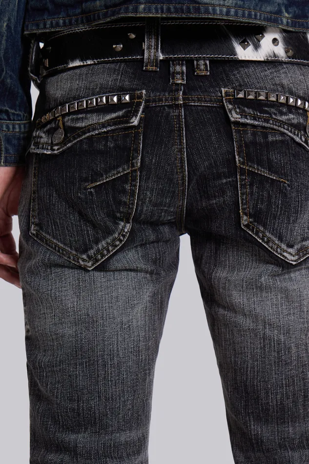Denim Washed Black Laced Bootcut Jeans 8211 Jaded London Men