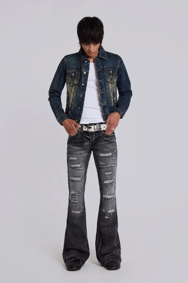 Denim Washed Black Laced Bootcut Jeans 8211 Jaded London Men