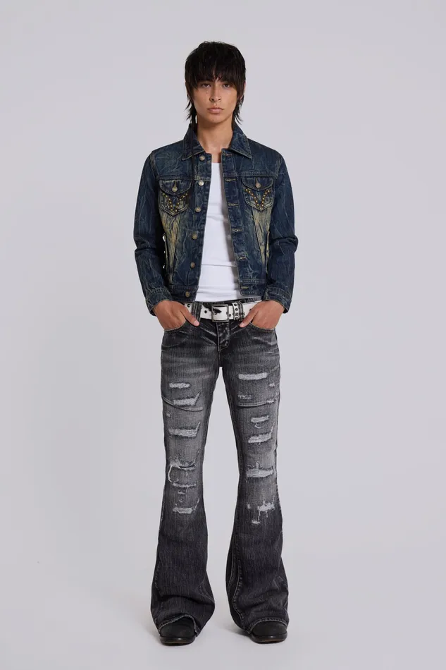 Denim Washed Black Laced Bootcut Jeans 8211 Jaded London Men
